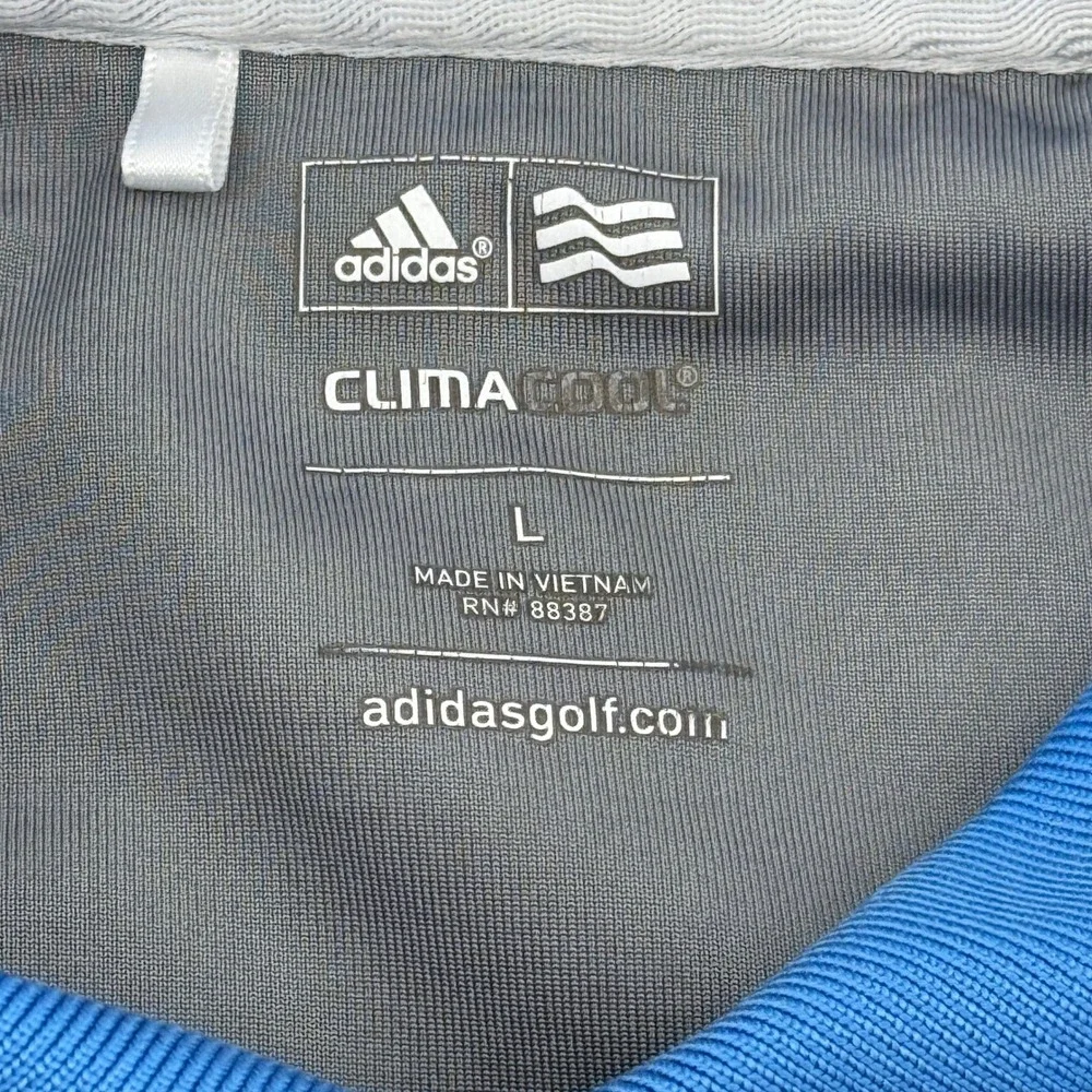 Adidas Golf Polo Shirt Men's Large Blue Striped ClimaCool Short Sleeve Merion CC
